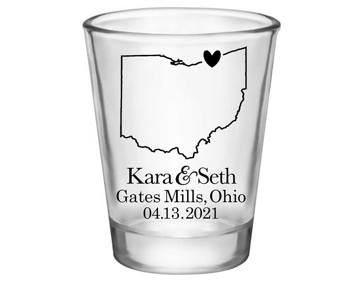 Custom Map 4A Standard 1.75oz Clear Shot Glasses Destination Wedding Gifts for Guests