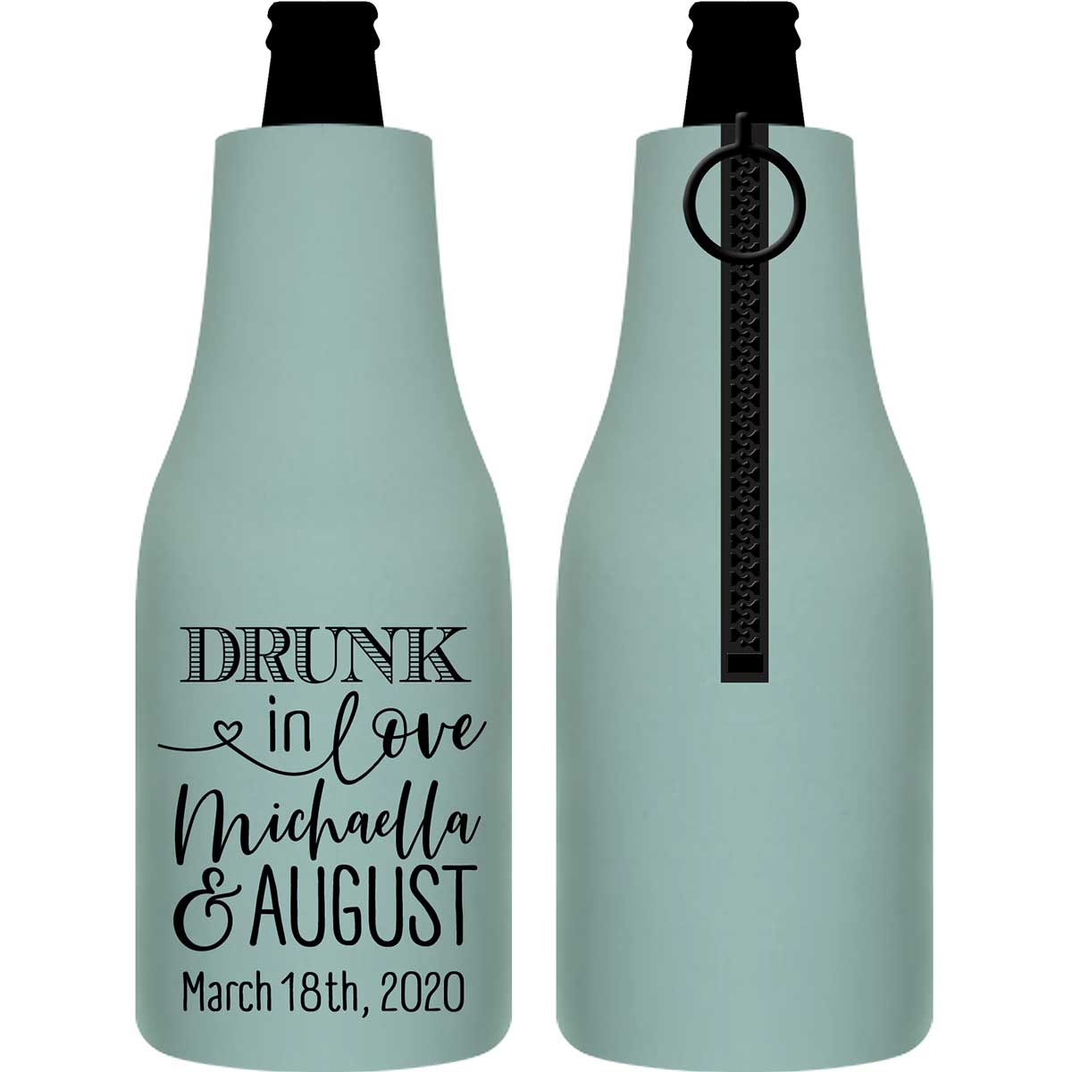 Drunk In Love 1A Foldable Zippered Bottle Koozies Wedding Gifts for Guests