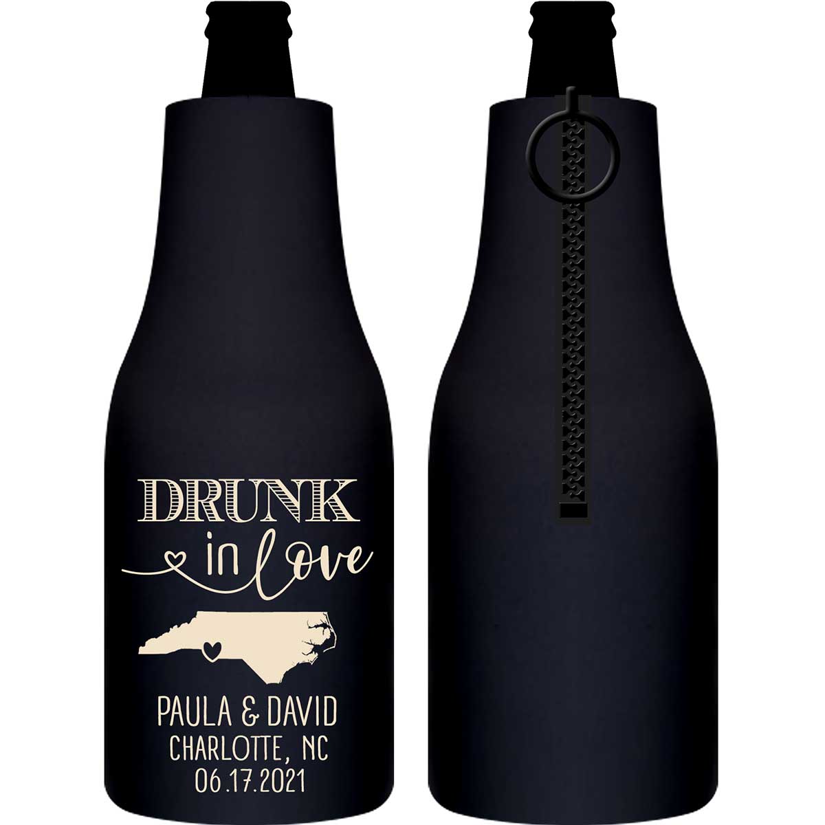 Drunk In Love 1B Any Map Foldable Zippered Bottle Koozies Wedding Gifts for Guests
