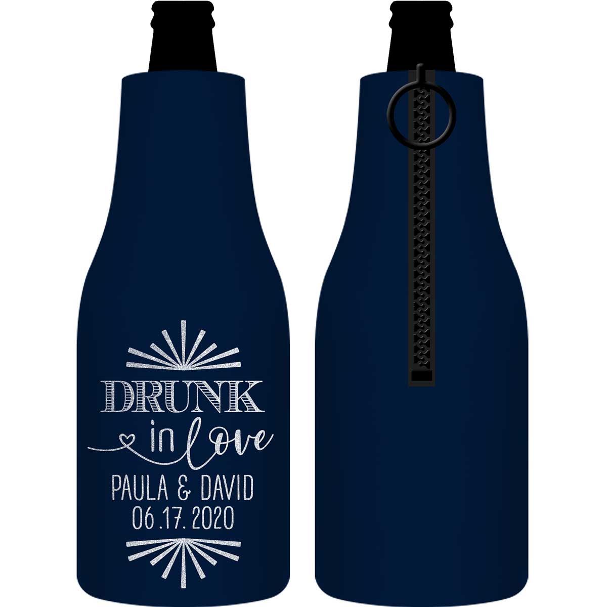 Drunk In Love 1C Foldable Zippered Bottle Koozies Wedding Gifts for Guests