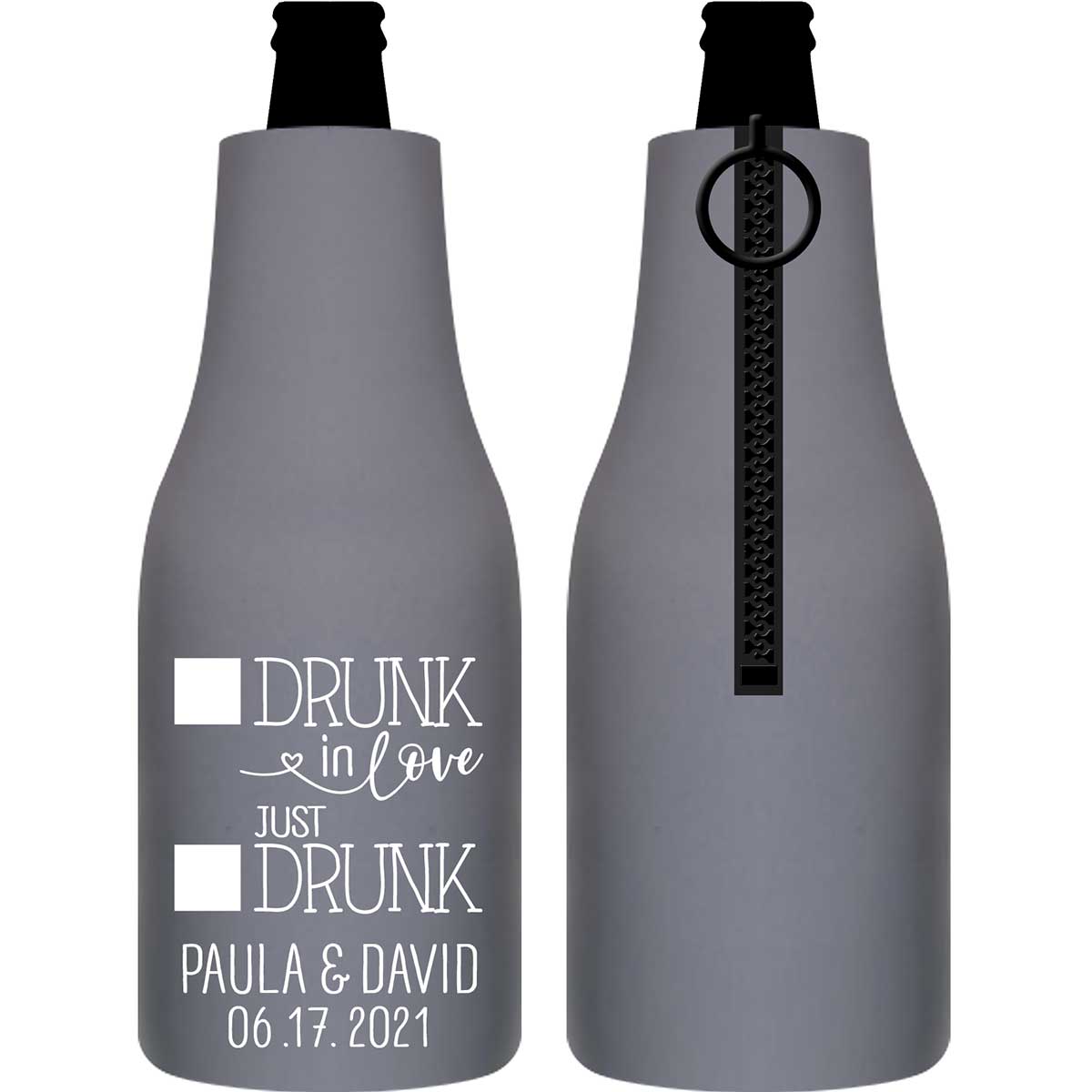 Drunk In Love 3A Just Drunk Foldable Zippered Bottle Koozies Wedding Gifts for Guests