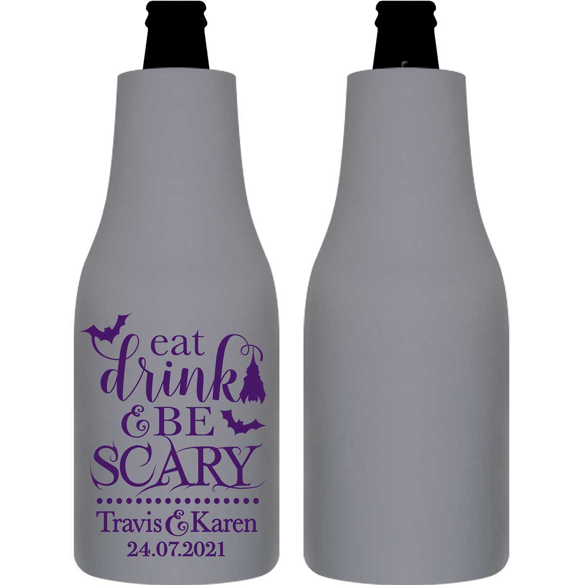 Eat Drink And Be Scary 1A Foldable Zippered Bottle Koozies Wedding Gifts for Guests