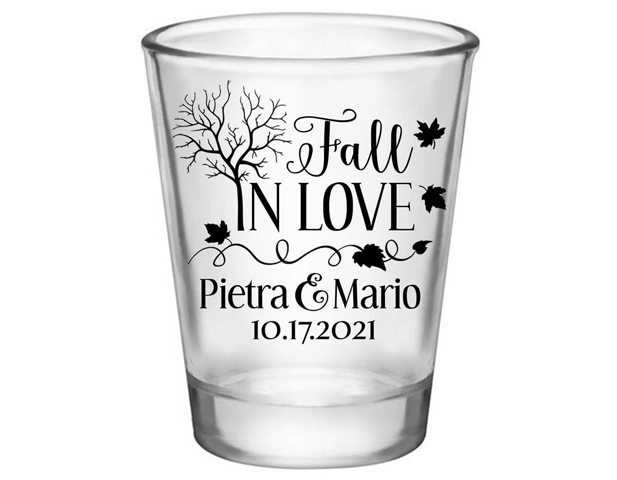 Fall In Love 2A Standard 1.75oz Clear Shot Glasses Autumn Wedding Gifts for Guests