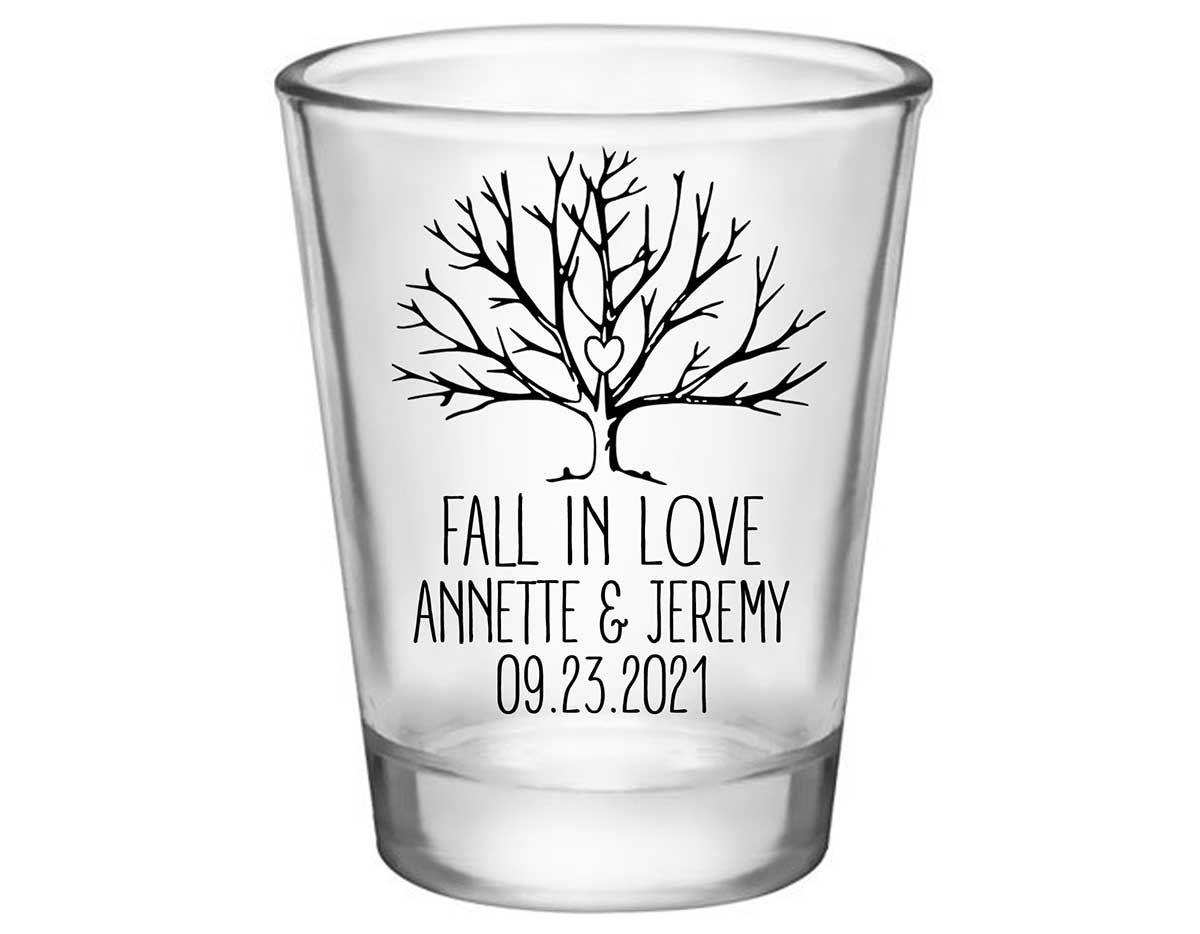 Fall In Love 4A Standard 1.75oz Clear Shot Glasses Autumn Wedding Gifts for Guests