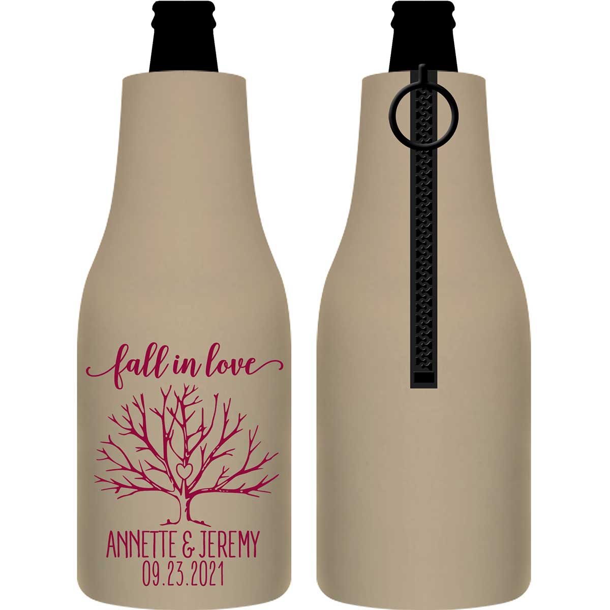 Fall In Love 4B Foldable Zippered Bottle Koozies Wedding Gifts for Guests