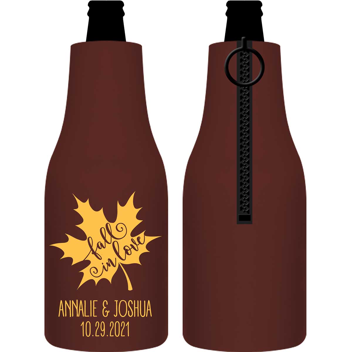 Fall In Love 5A Foldable Zippered Bottle Koozies Wedding Gifts for Guests