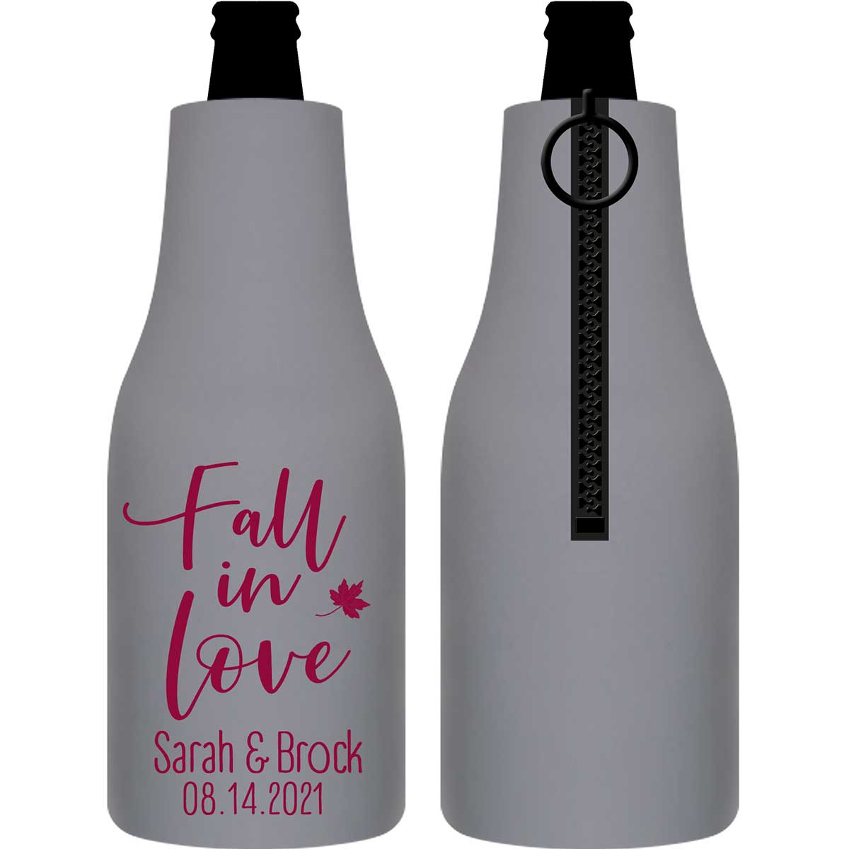 Fall In Love 8A Foldable Zippered Bottle Koozies Wedding Gifts for Guests
