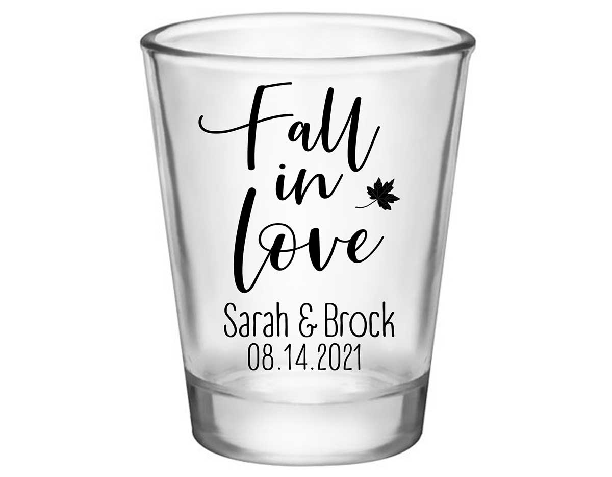 Fall In Love 8A Standard 1.75oz Clear Shot Glasses Autumn Wedding Gifts for Guests