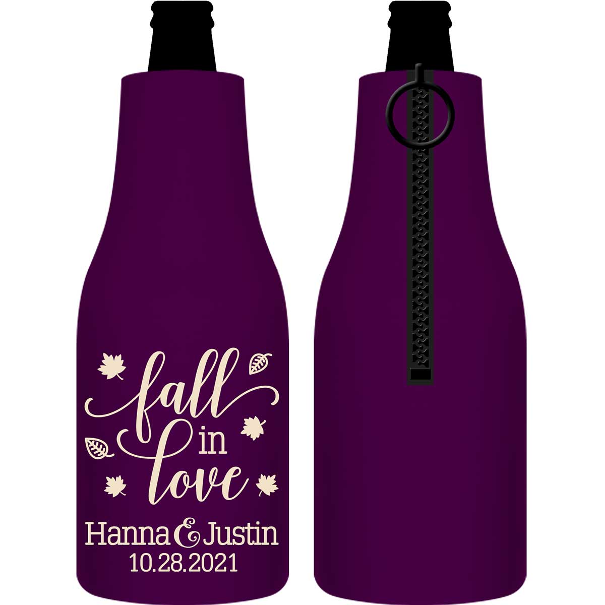 Fall In Love 9A Foldable Zippered Bottle Koozies Wedding Gifts for Guests