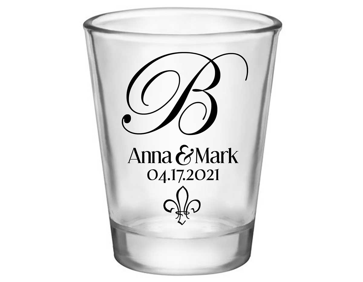 Fleur de Lis 1A Standard 1.75oz Clear Shot Glasses NOLA Wedding Gifts for Guests