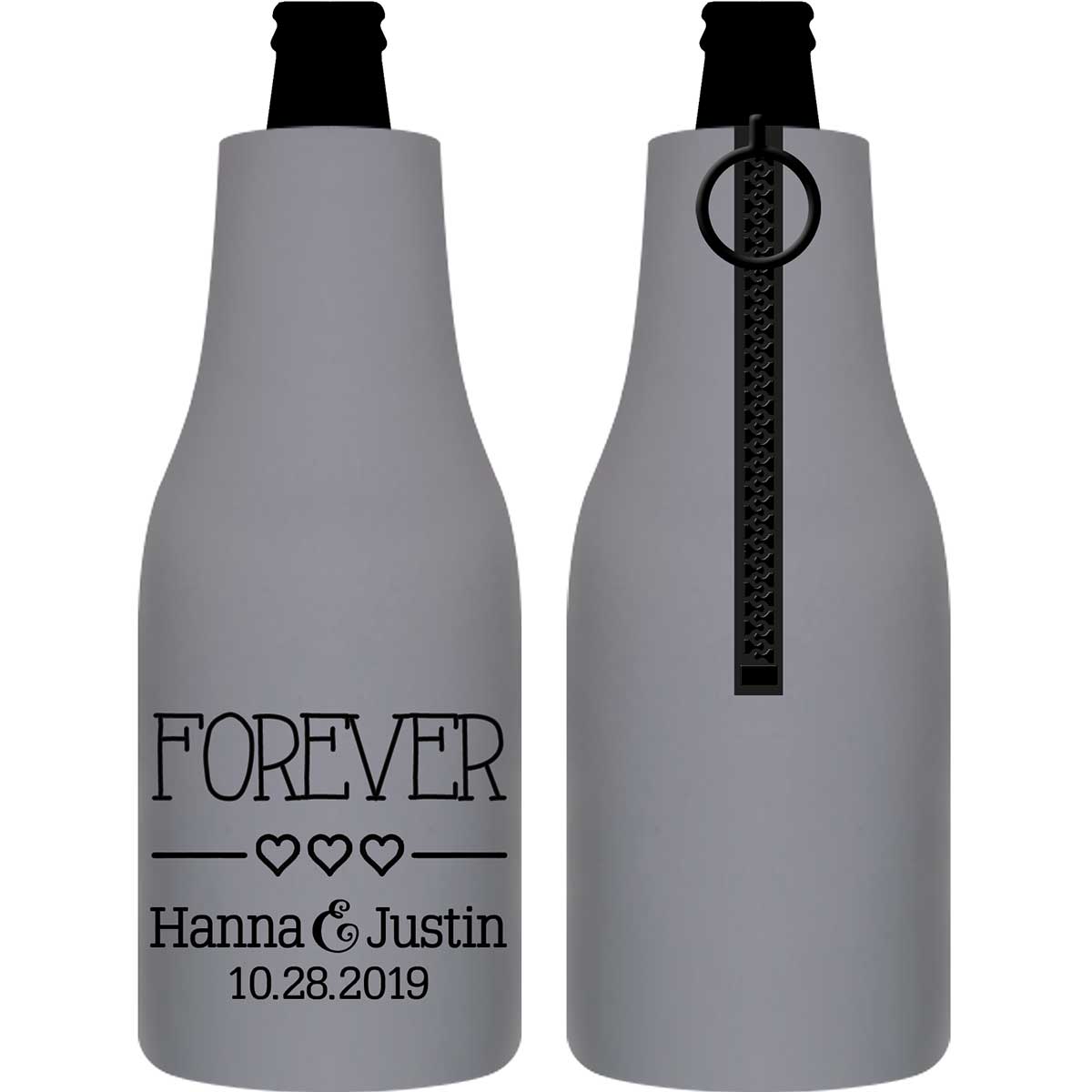 Forever 3A Cute Hearts Foldable Zippered Bottle Koozies Wedding Gifts for Guests