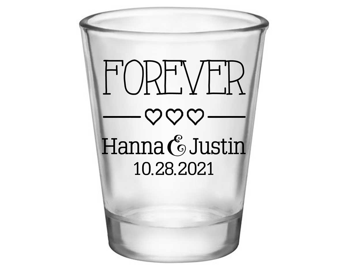 Forever 3A Cute Hearts Standard 1.75oz Clear Shot Glasses Romantic Wedding Gifts for Guests