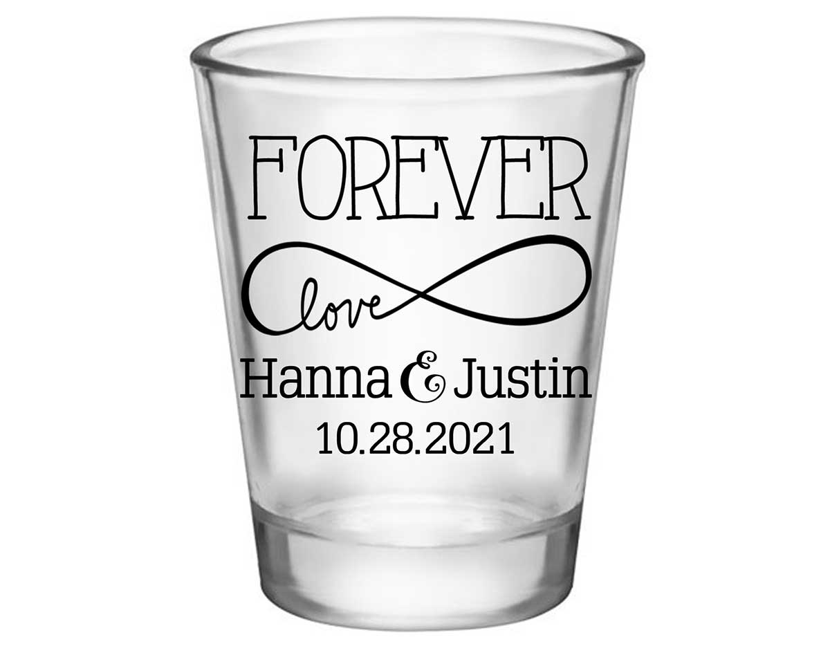 Forever Love 2A Standard 1.75oz Clear Shot Glasses Romantic Wedding Gifts for Guests