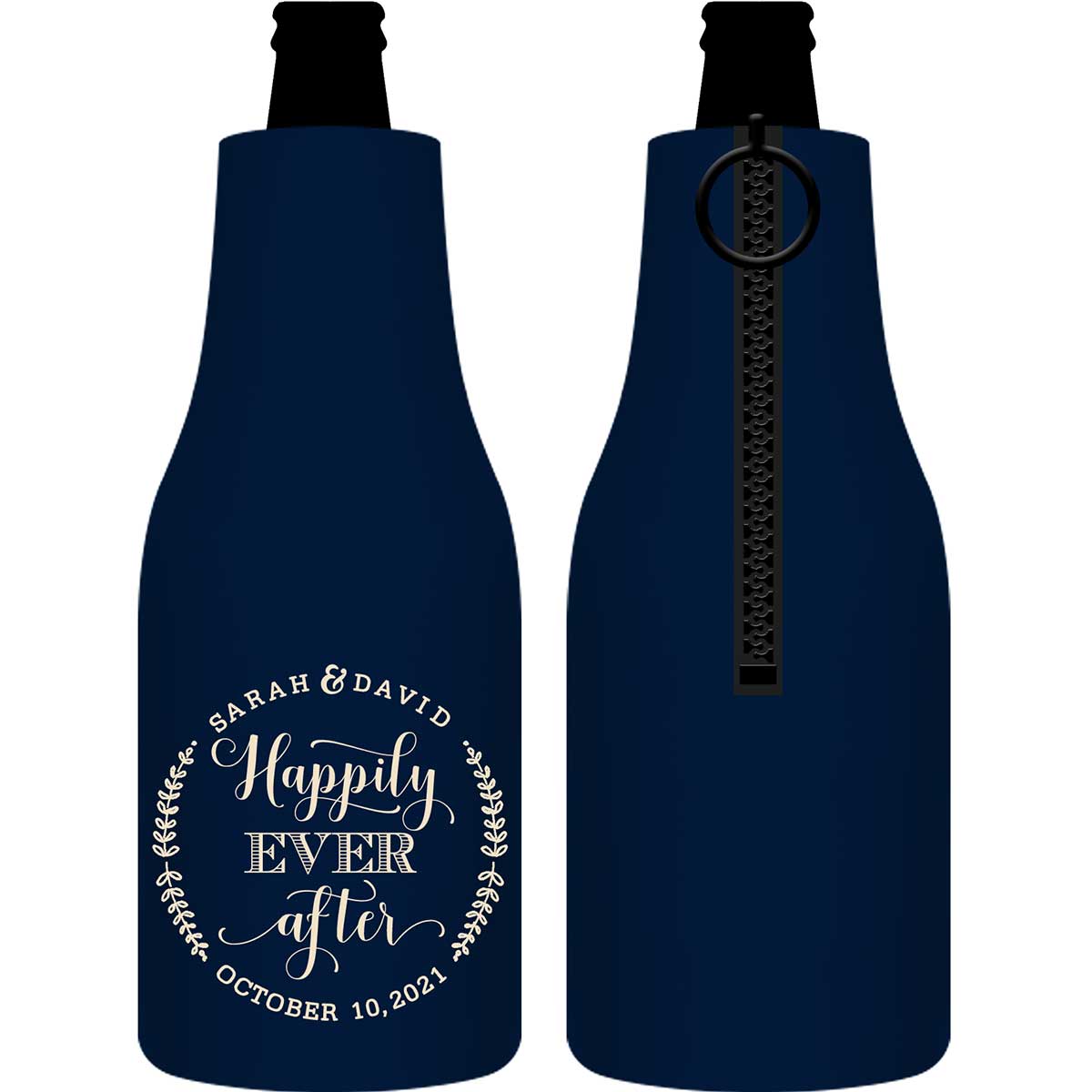 Happily Ever After 1A Foldable Zippered Bottle Koozies Wedding Gifts for Guests