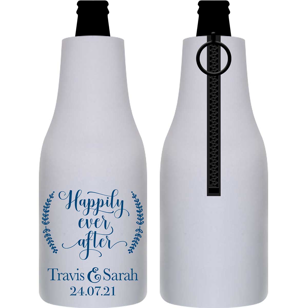 Happily Ever After 2A Foldable Zippered Bottle Koozies Wedding Gifts for Guests