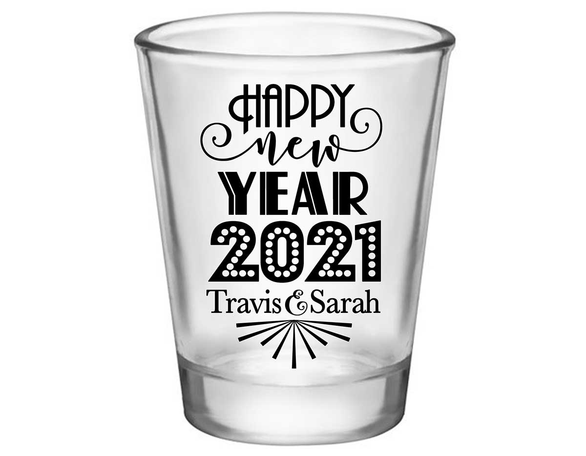 Happy New Year 1A Standard 1.75oz Clear Shot Glasses New Years Eve Wedding Gifts for Guests