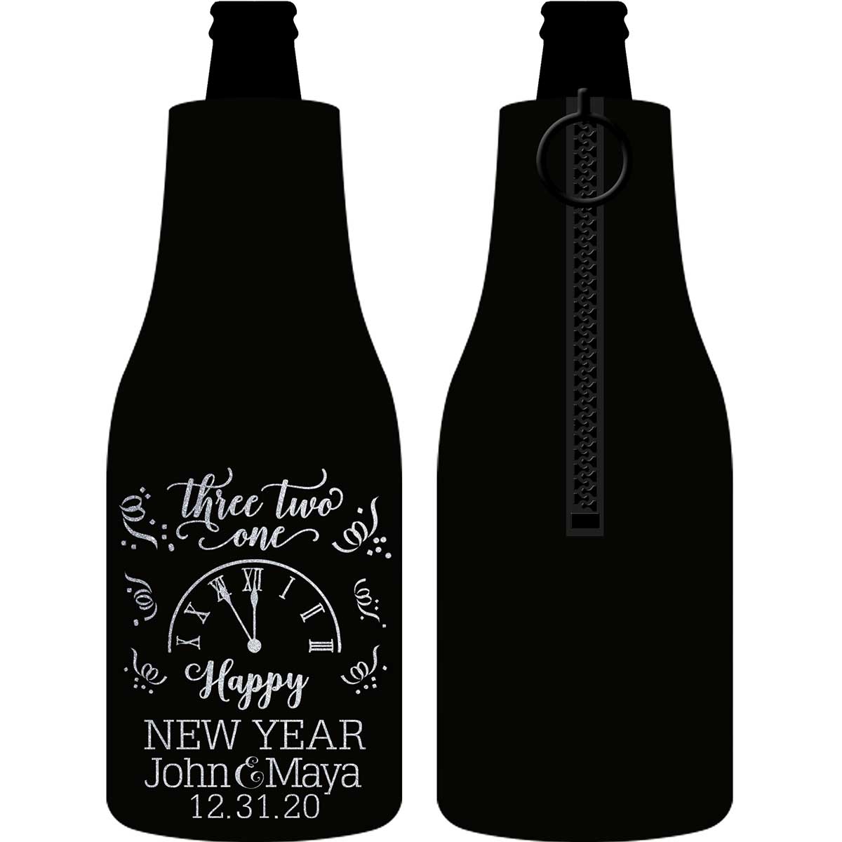 Happy New Year 2A Foldable Zippered Bottle Koozies Wedding Gifts for Guests