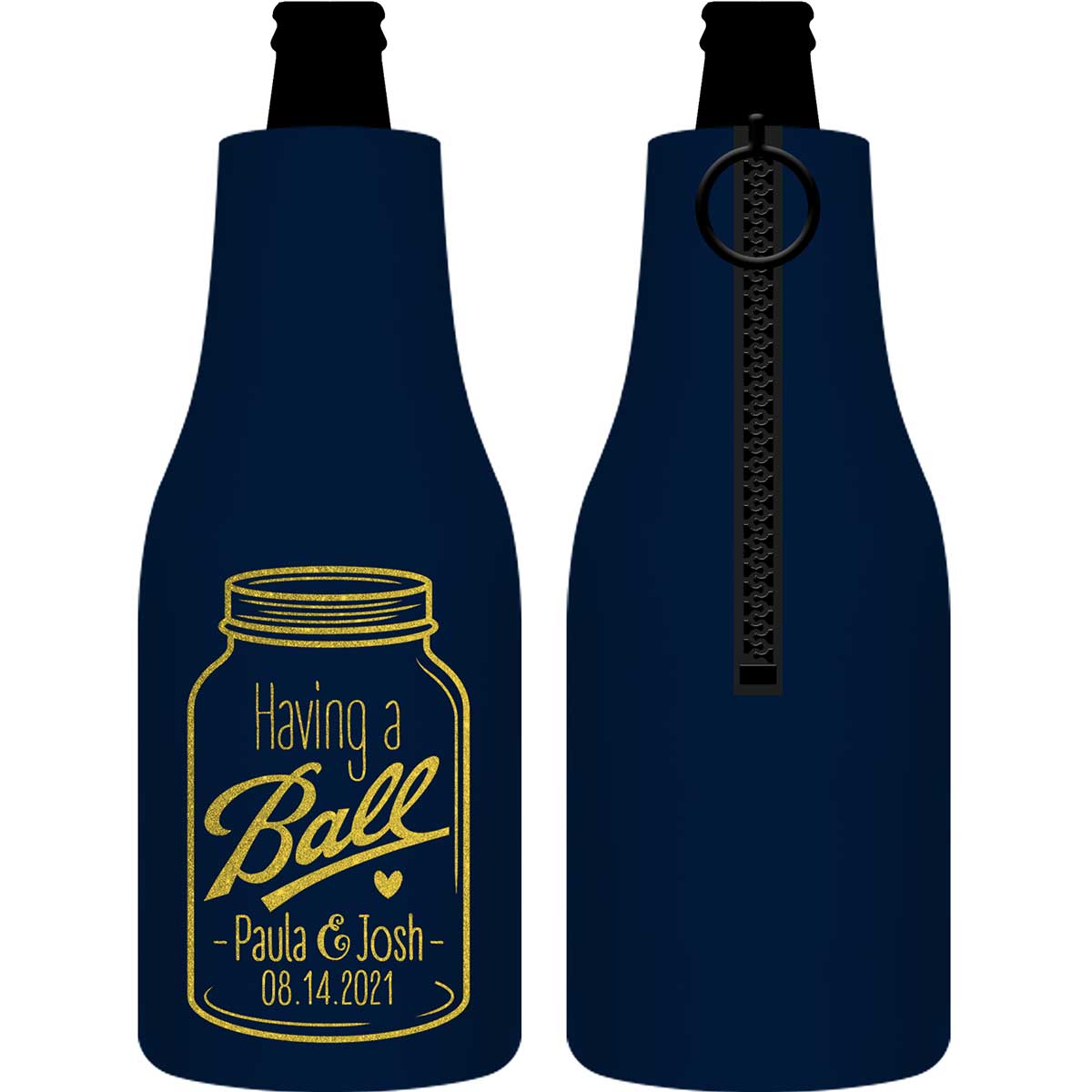 Having A Ball 1A Mason Jar Foldable Zippered Bottle Koozies Wedding Gifts for Guests