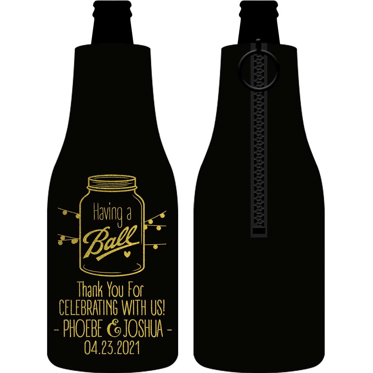 Having A Ball 1B Mason Jar Foldable Zippered Bottle Koozies Wedding Gifts for Guests