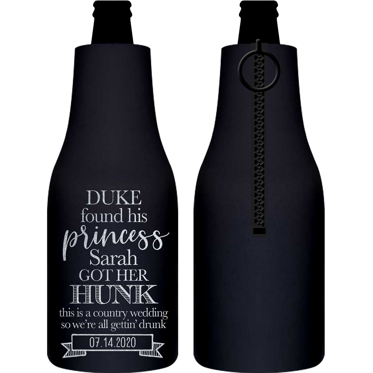 He Found His Princess She Got Her Hunk 2A Foldable Zippered Bottle Koozies Wedding Gifts for Guests