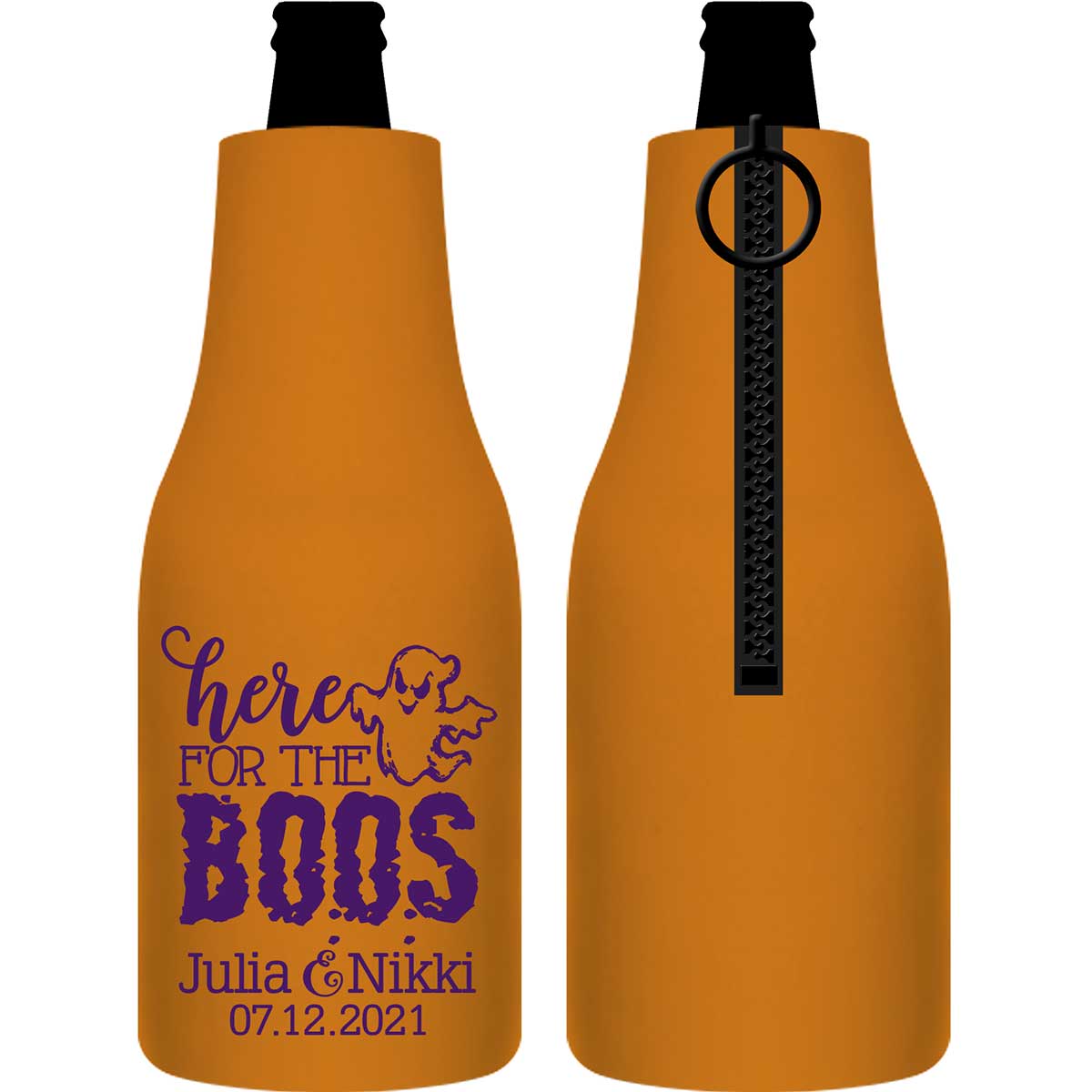 Here For The Boos 1A Foldable Zippered Bottle Koozies Wedding Gifts for Guests