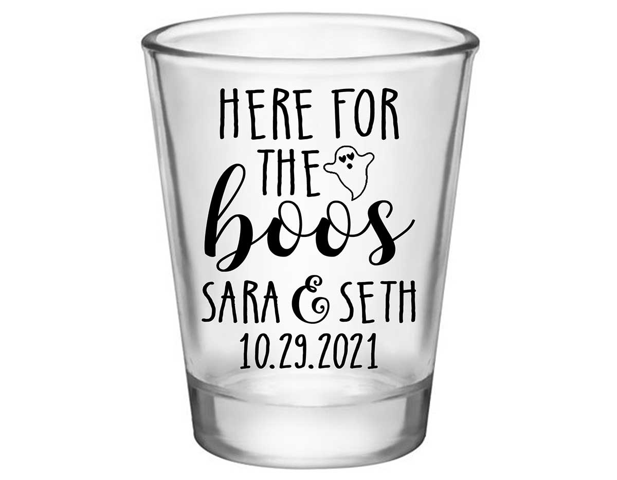 Here For The Boos 2A Standard 1.75oz Clear Shot Glasses Halloween Wedding Gifts for Guests