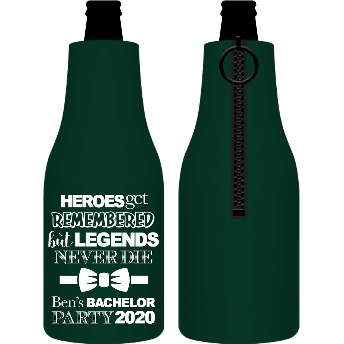 Heroes Get Remembered Legends Never Die 1A Foldable Zippered Bottle Koozies Bachelor Party Gifts for Guests