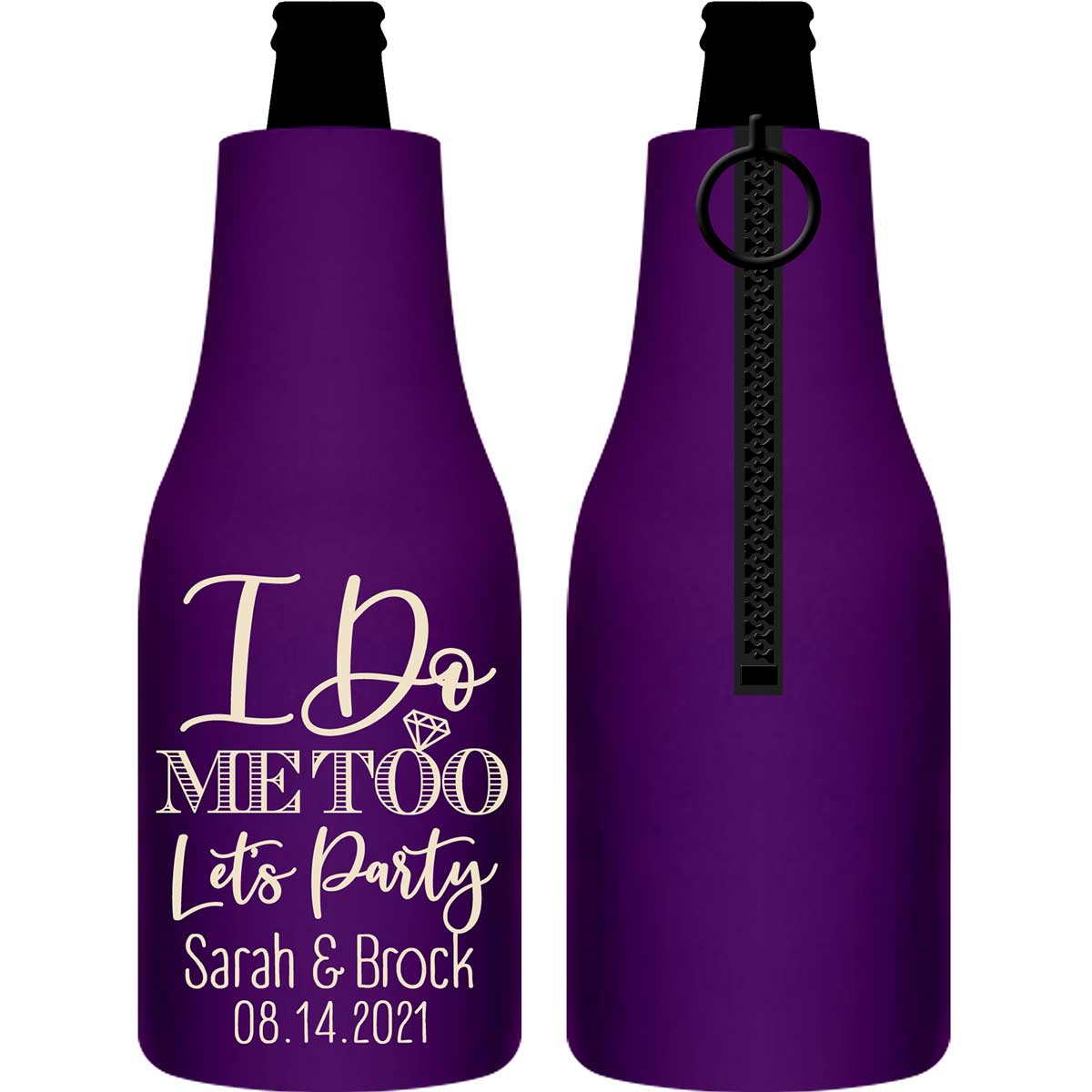 I Do Me Too Let's Party 1B Foldable Zippered Bottle Koozies Wedding Gifts for Guests