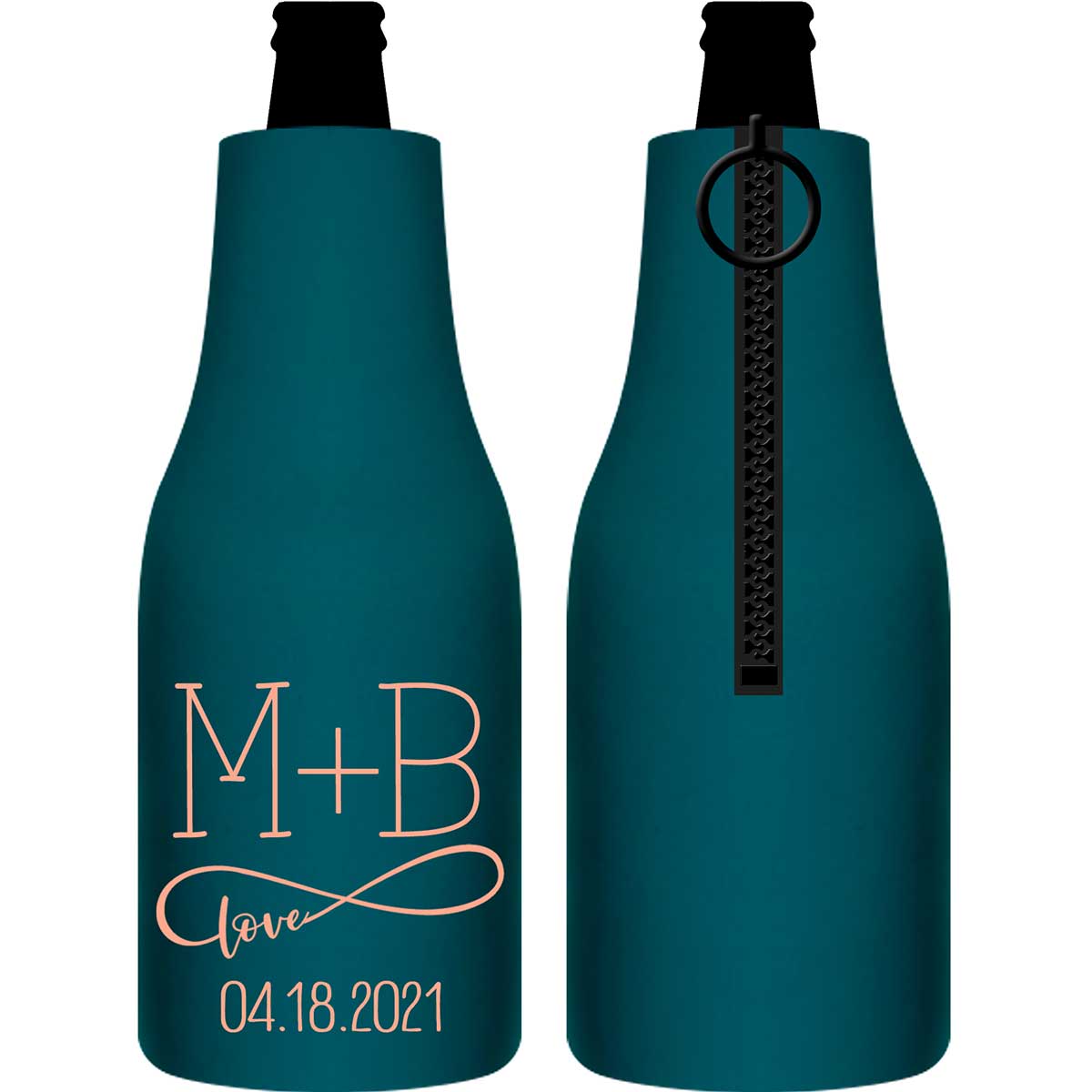 Infinite Love 1B Infinity Symbol Foldable Zippered Bottle Koozies Wedding Gifts for Guests