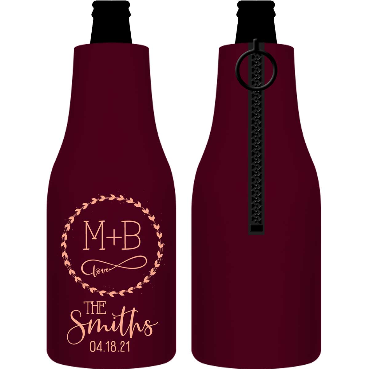 Infinite Love 1A Infinity Symbol Foldable Zippered Bottle Koozies Wedding Gifts for Guests