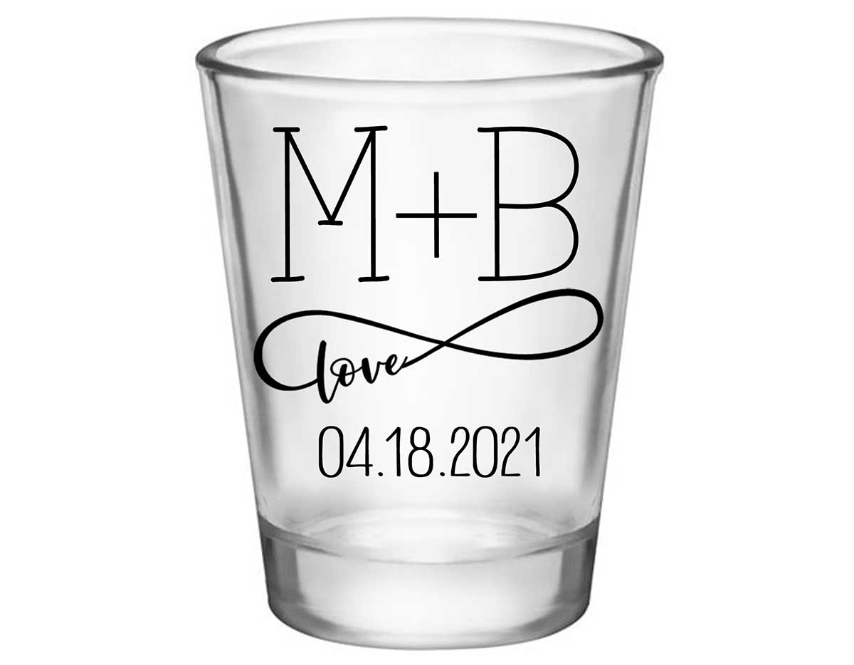 Infinite Love 1B Infinity Symbol Standard 1.75oz Clear Shot Glasses Romantic Wedding Gifts for Guests