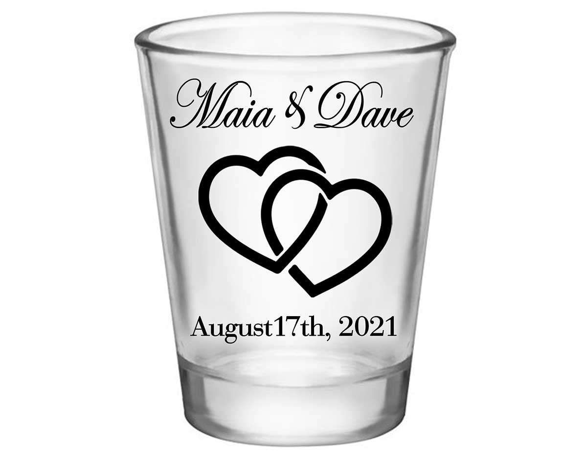 Intertwined Hearts 1A Standard 1.75oz Clear Shot Glasses Romantic Wedding Gifts for Guests