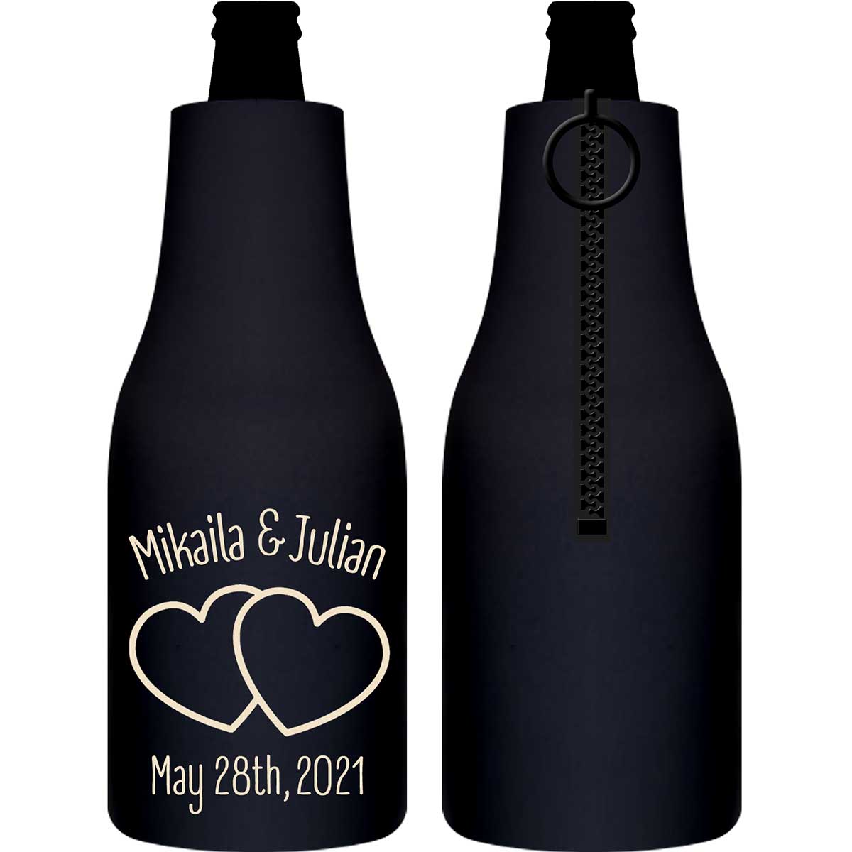 Intertwined Hearts 2A Foldable Zippered Bottle Koozies Wedding Gifts for Guests