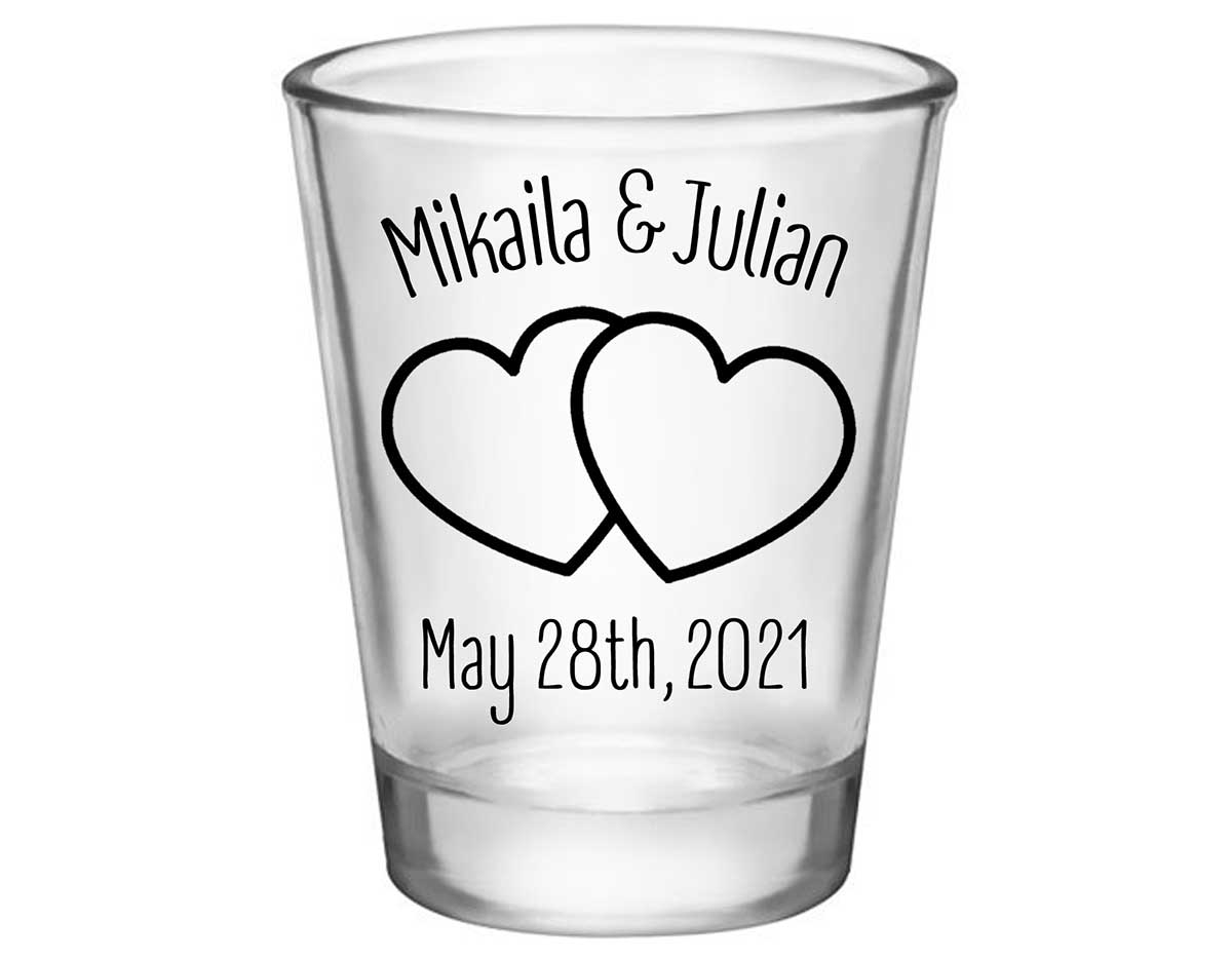 Intertwined Hearts 2A Standard 1.75oz Clear Shot Glasses Romantic Wedding Gifts for Guests