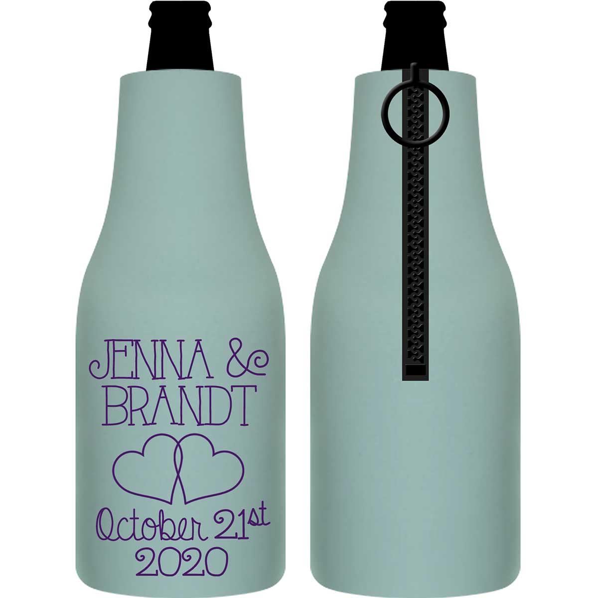 Intertwined Hearts 3A Foldable Zippered Bottle Koozies Wedding Gifts for Guests