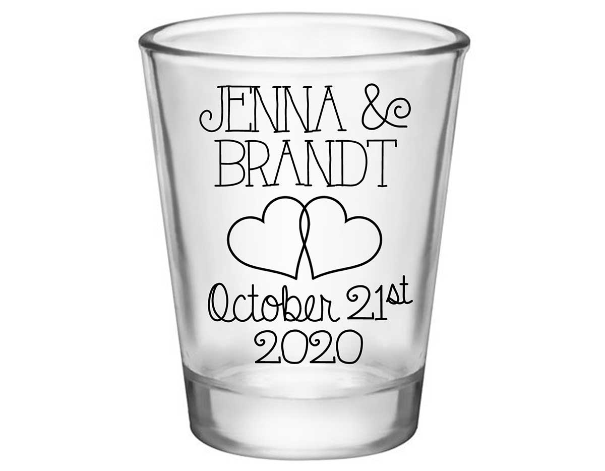 Intertwined Hearts 3A Standard 1.75oz Clear Shot Glasses Romantic Wedding Gifts for Guests