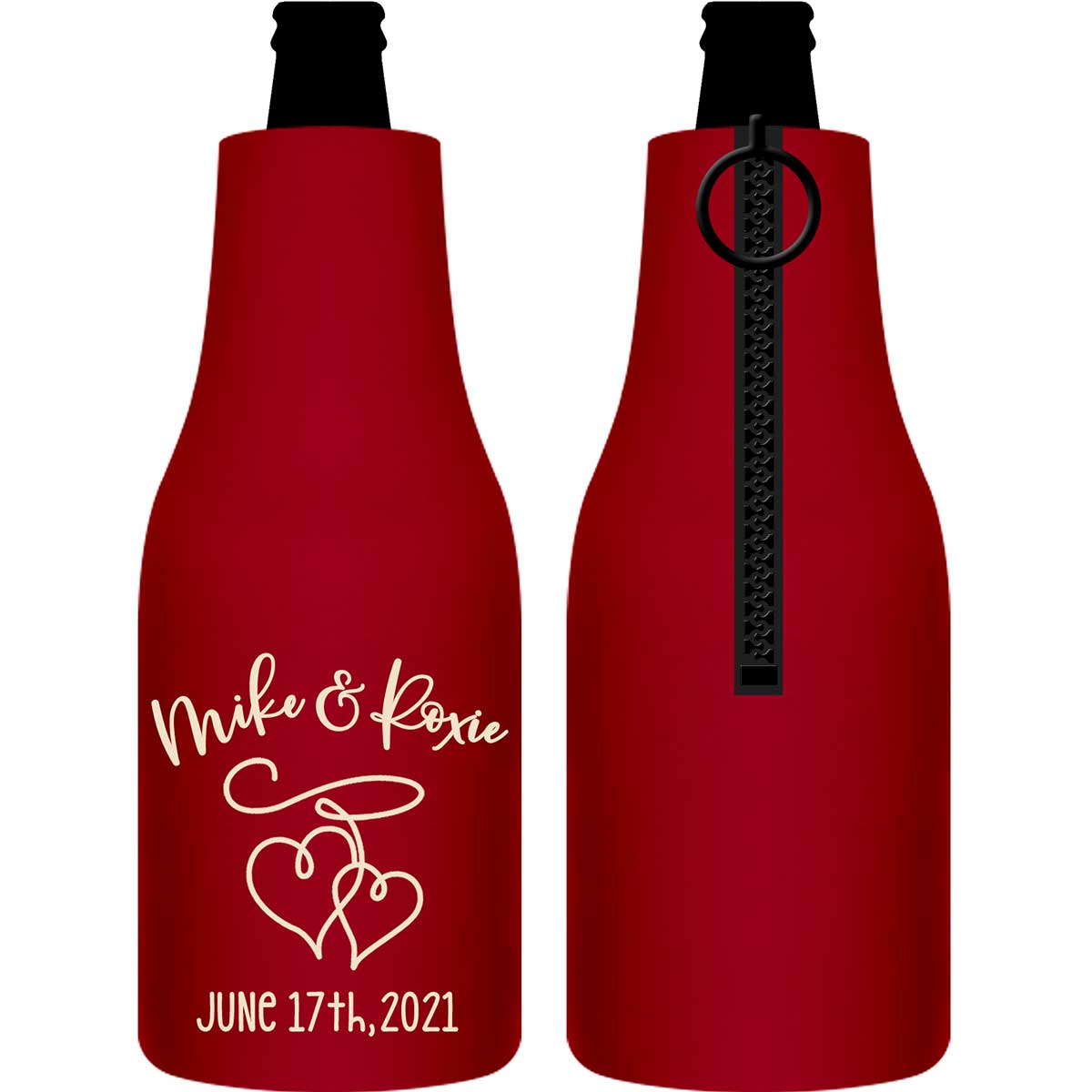 Intertwined Hearts 4A Foldable Zippered Bottle Koozies Wedding Gifts for Guests