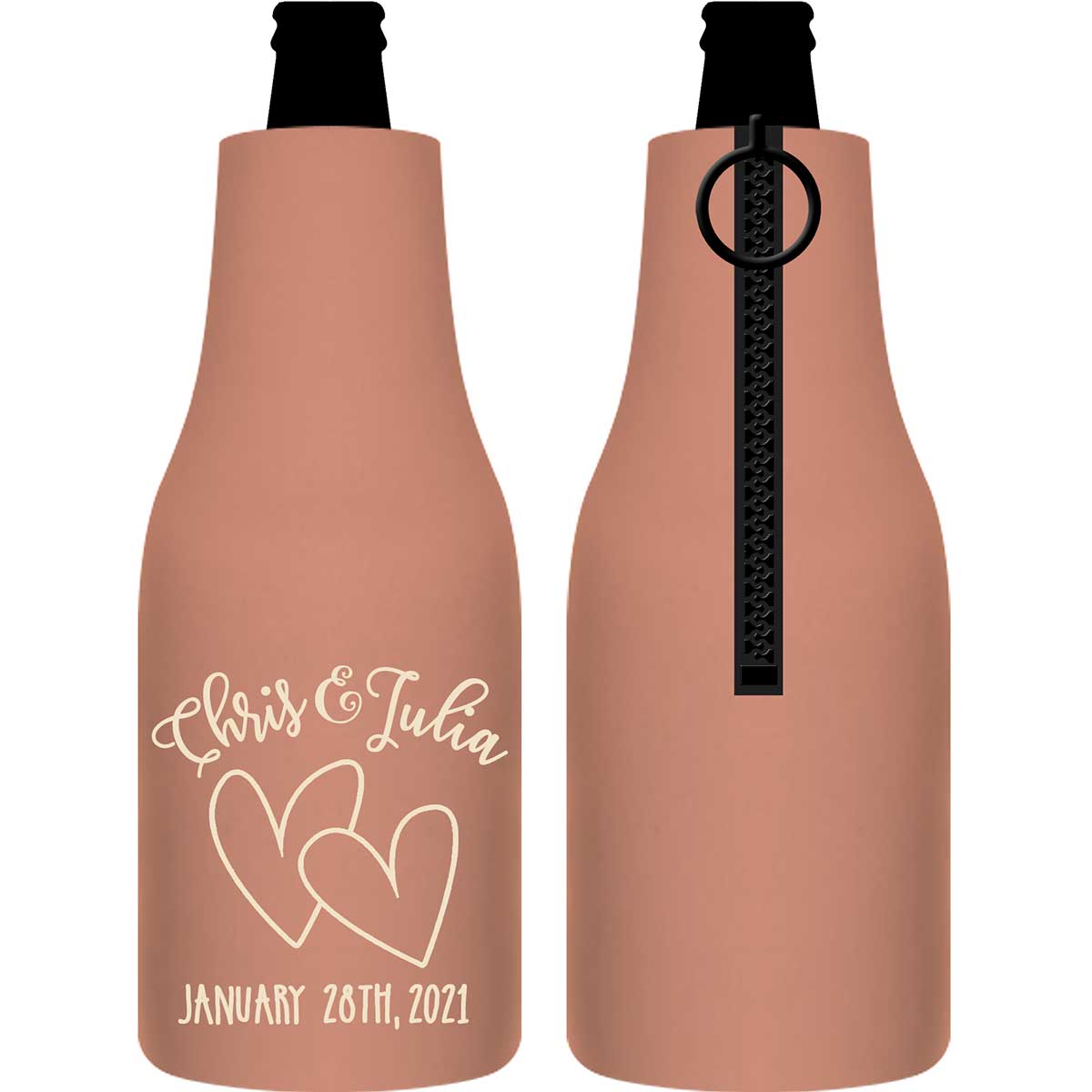 Intertwined Hearts 4B Foldable Zippered Bottle Koozies Wedding Gifts for Guests