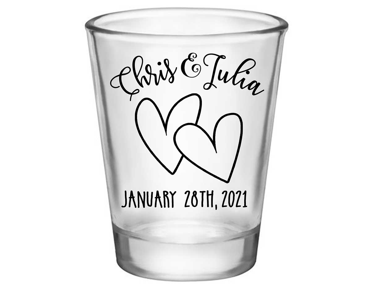 Intertwined Hearts 4B Standard 1.75oz Clear Shot Glasses Romantic Wedding Gifts for Guests