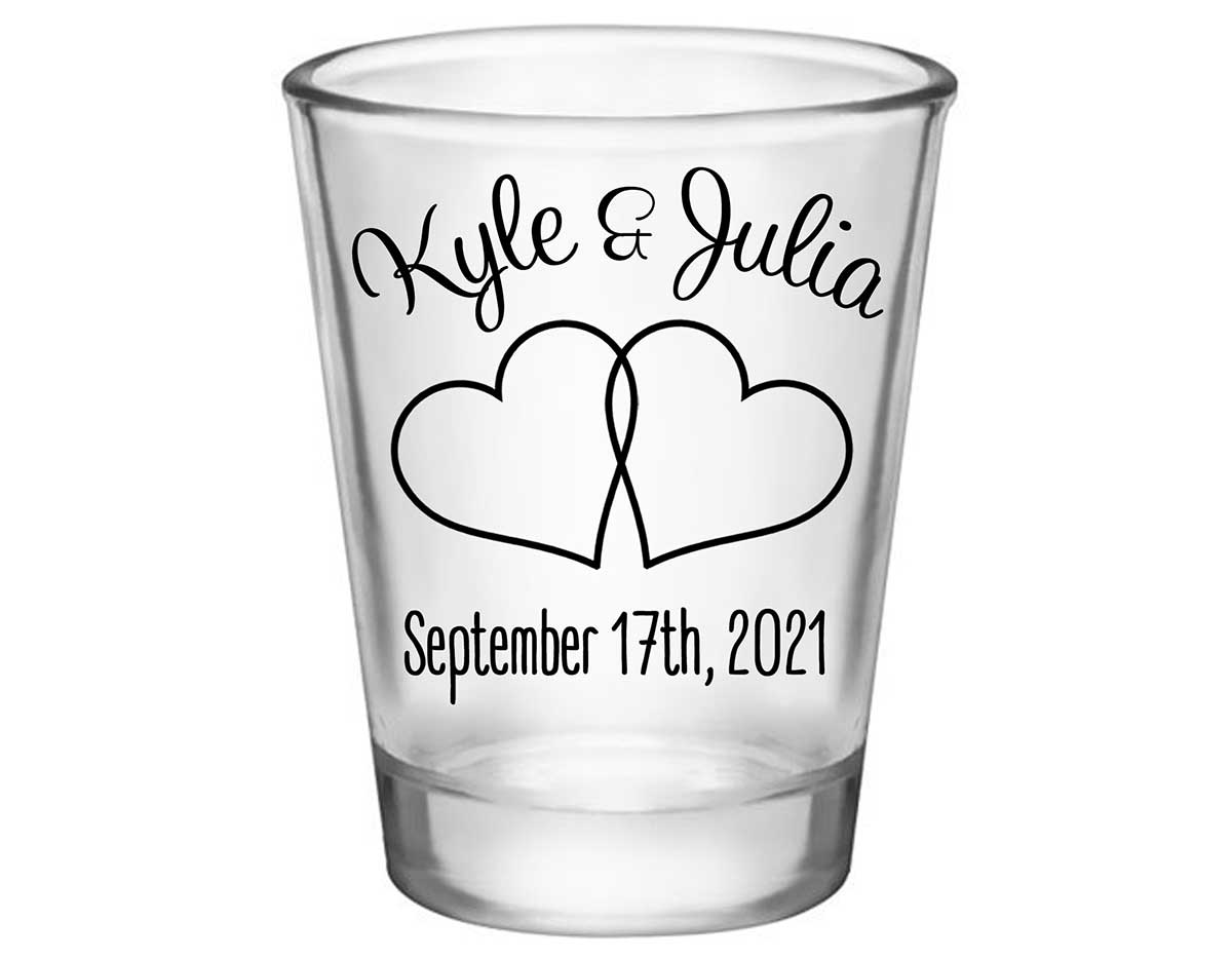 Intertwined Hearts 5A Standard 1.75oz Clear Shot Glasses Romantic Wedding Gifts for Guests
