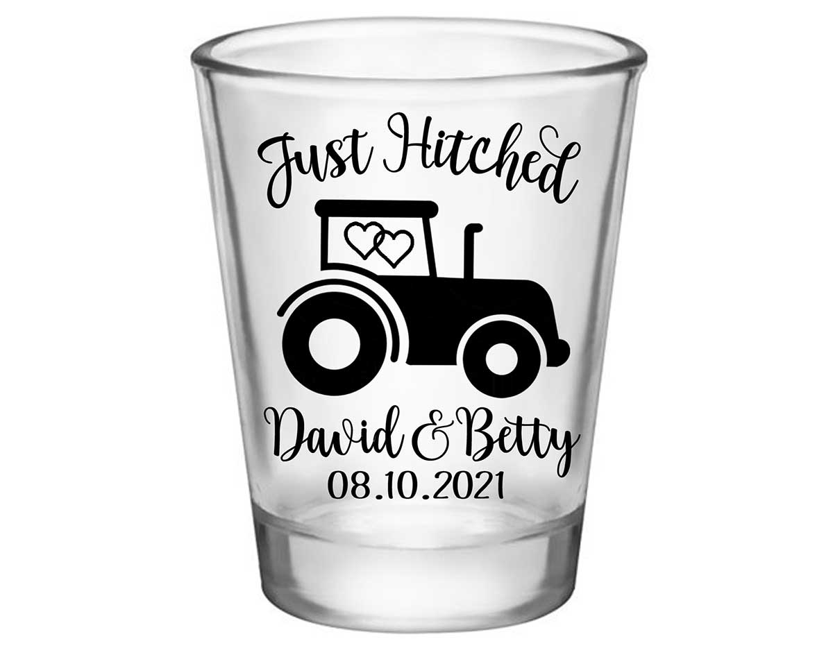 Just Hitched 1A Tractor Design Standard 1.75oz Clear Shot Glasses Country Wedding Gifts for Guests