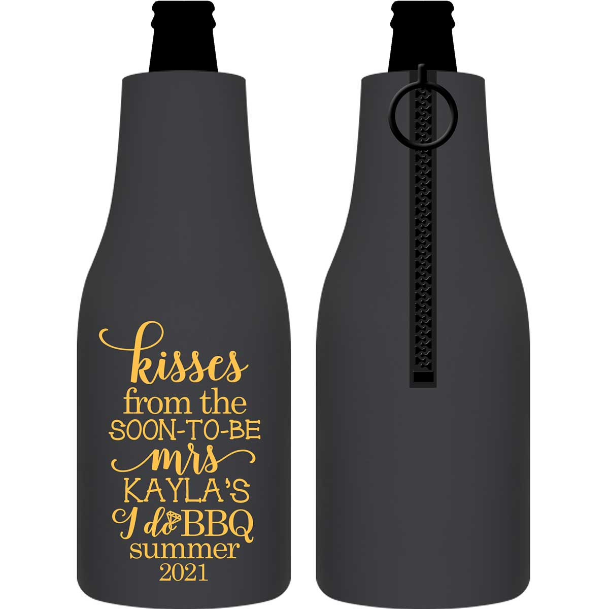 Kisses From The Soon-To-Be Mrs 1A Foldable Zippered Bottle Koozies Engagement Party Gifts for Guests