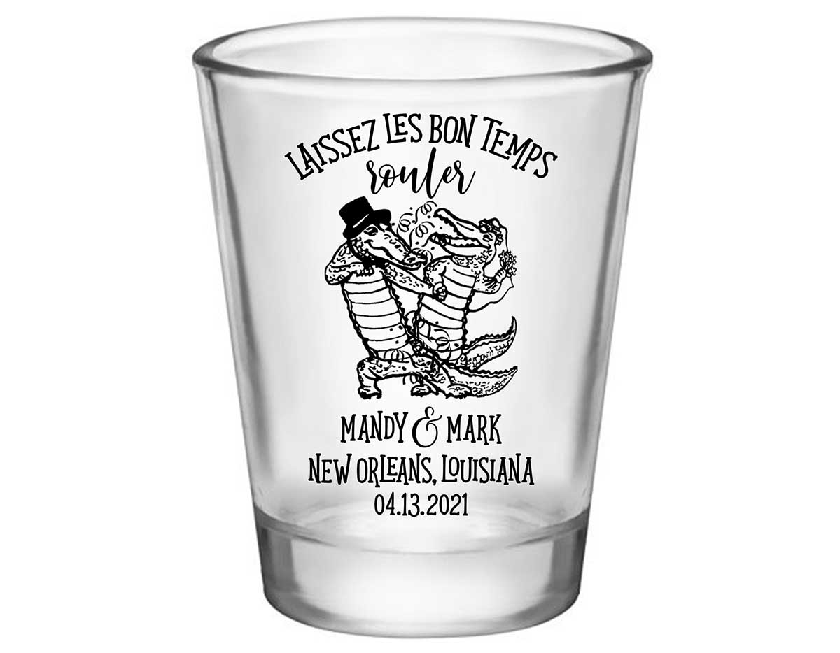 Laissez Les Bon Temps Rouler 1A Standard 1.75oz Clear Shot Glasses New Orleans Wedding Gifts for Guests