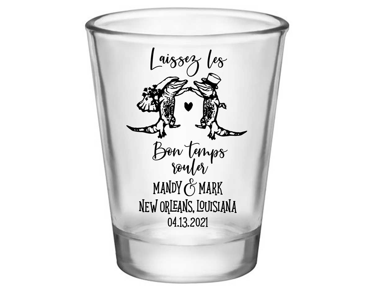 Laissez Les Bon Temps Rouler 1B Standard 1.75oz Clear Shot Glasses New Orleans Wedding Gifts for Guests