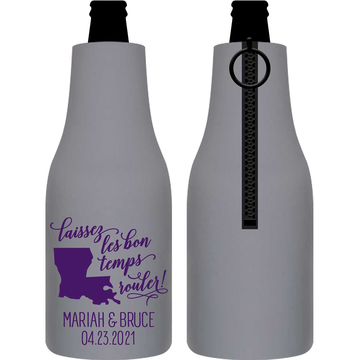 Laissez Les Bon Temps Rouler 2A Foldable Zippered Bottle Koozies Wedding Gifts for Guests