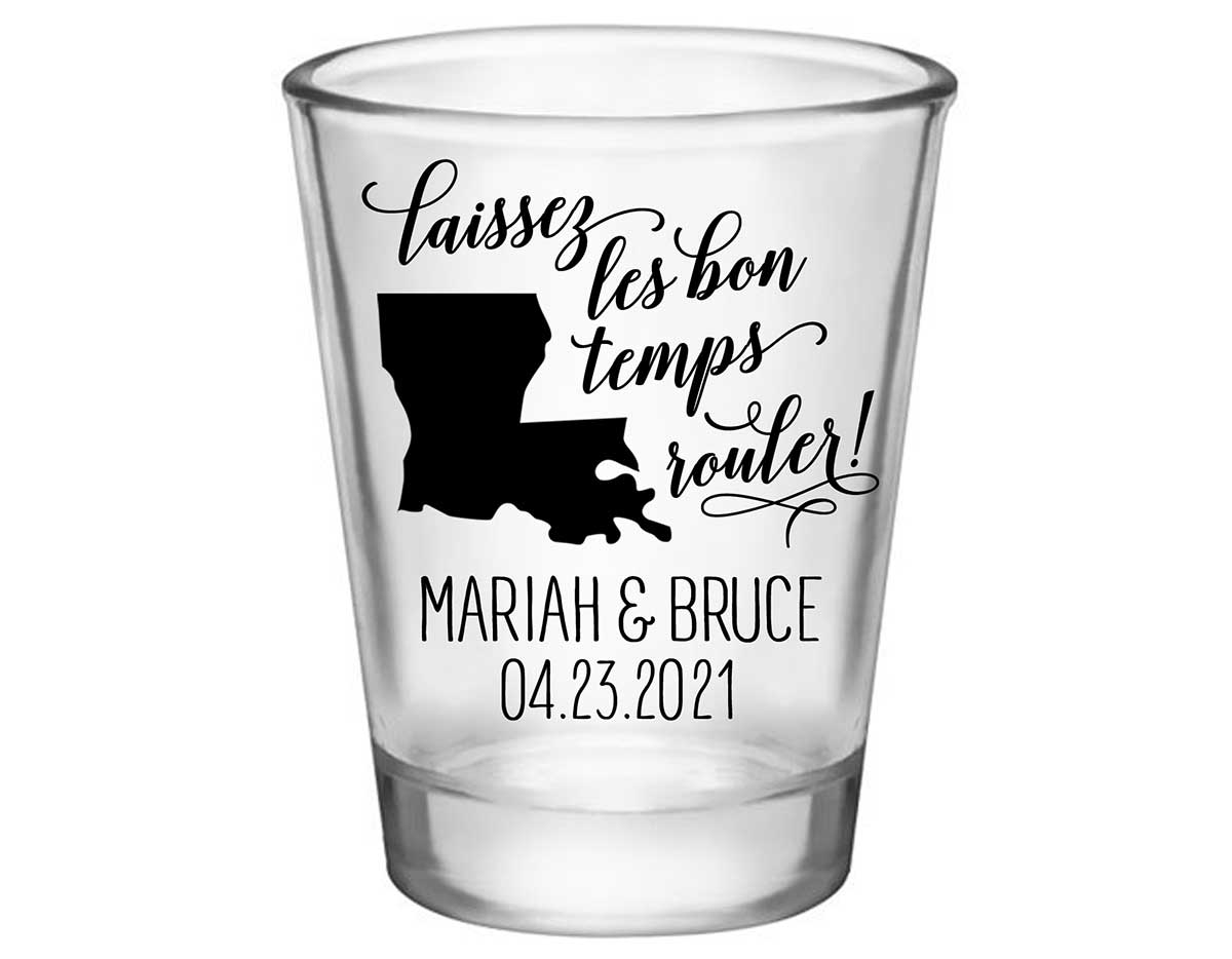 Laissez Les Bon Temps Rouler 2A Standard 1.75oz Clear Shot Glasses New Orleans Wedding Gifts for Guests