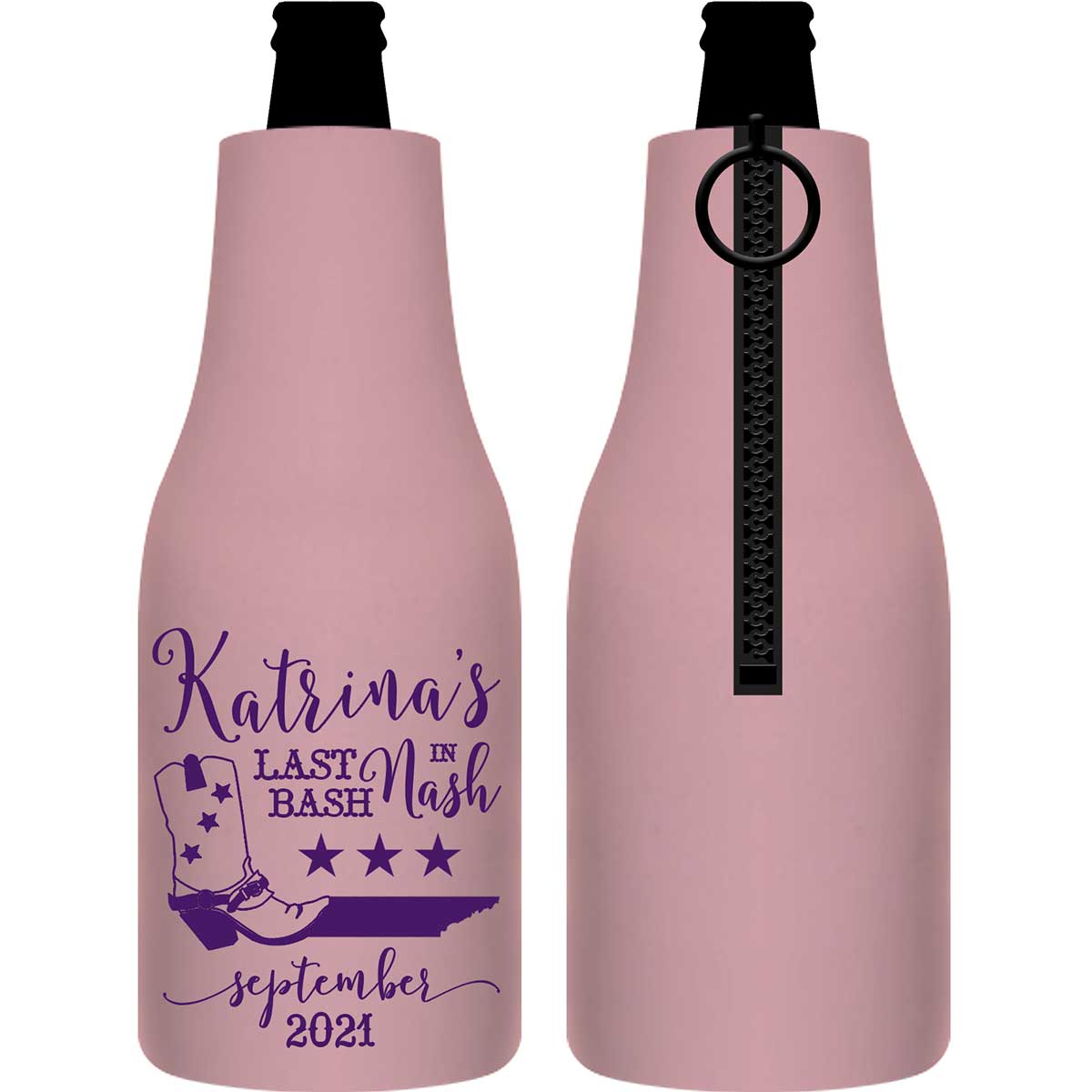 Last Bash In Nash 1A Foldable Zippered Bottle Koozies Bachelorette Party Gifts for Guests