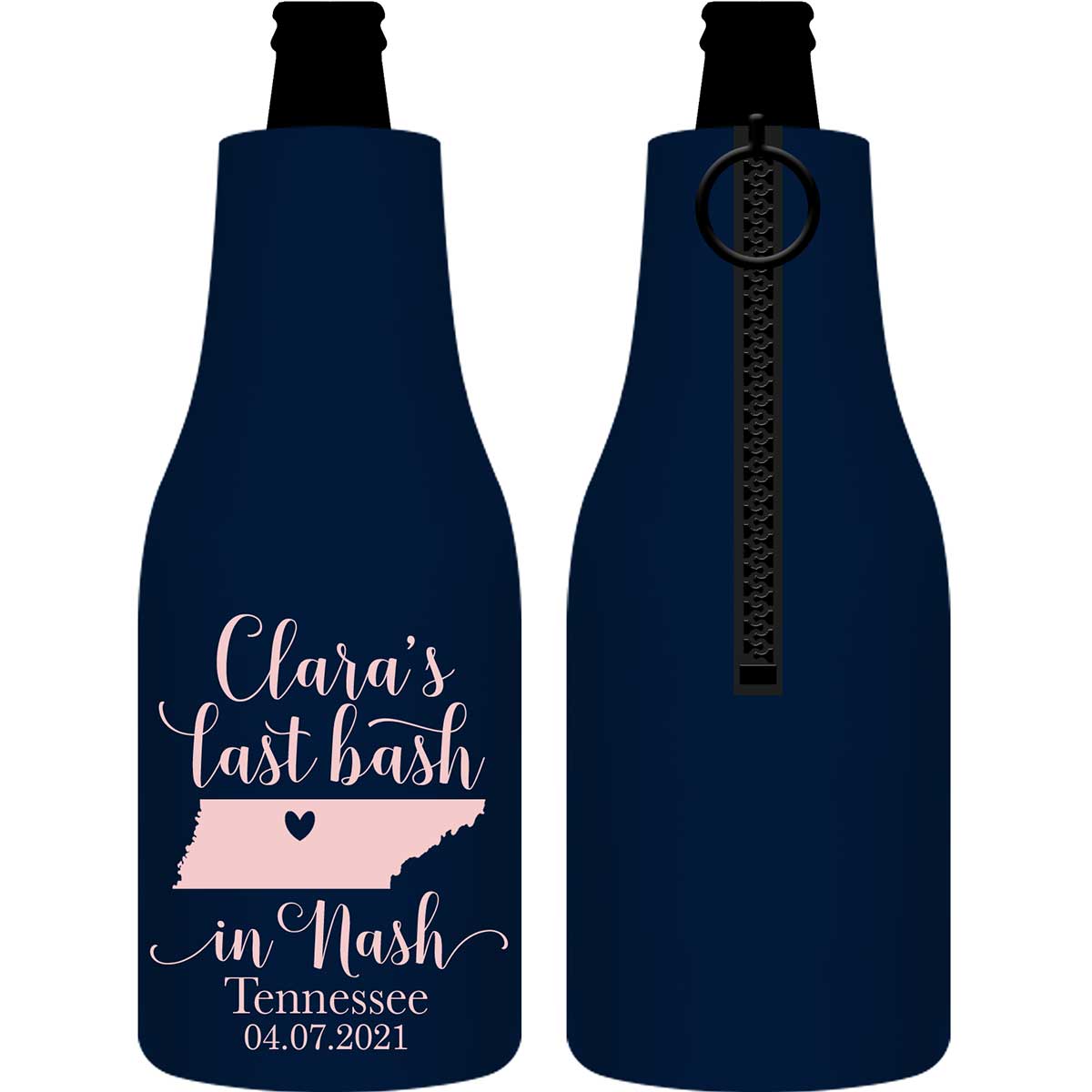 Last Bash In Nash 2A Foldable Zippered Bottle Koozies Bachelorette Party Gifts for Guests