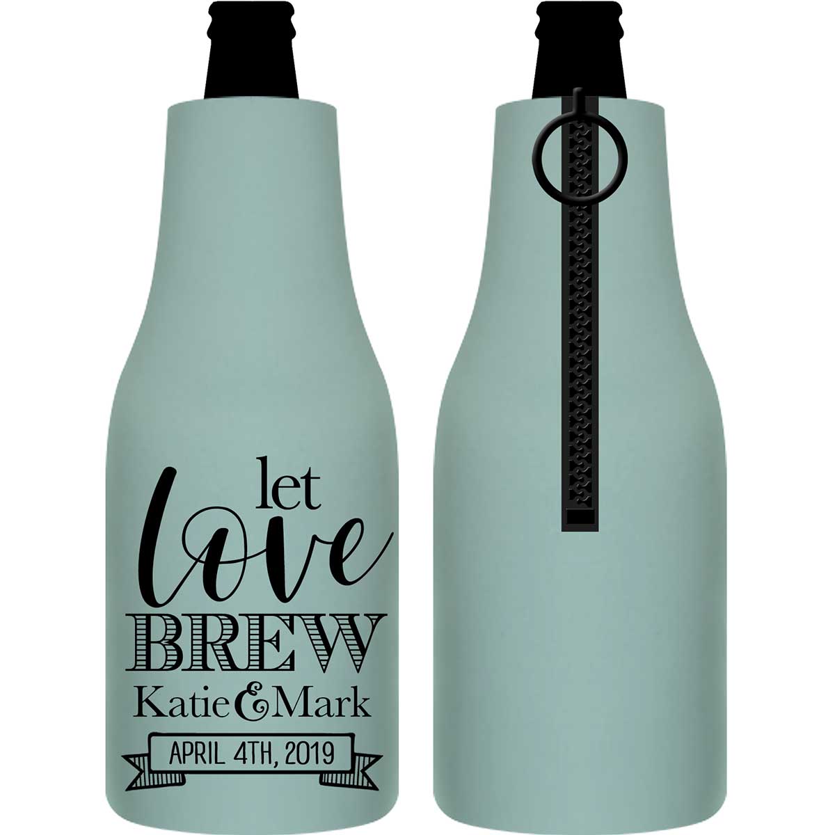 Let Love Brew 1A Foldable Zippered Bottle Koozies Wedding Gifts for Guests