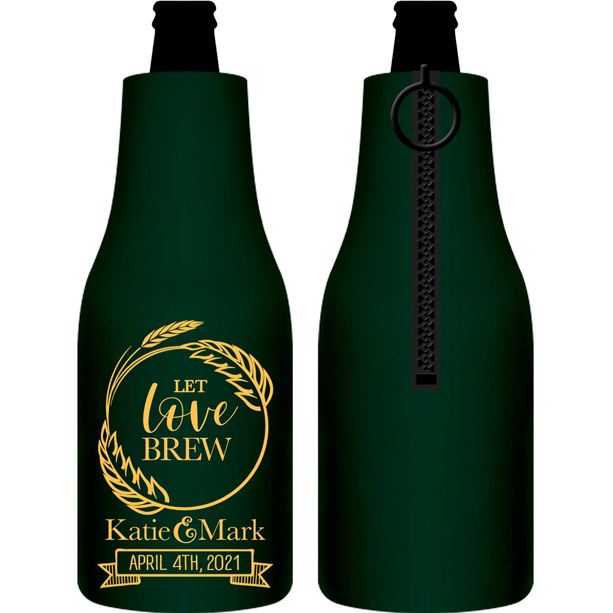 Let Love Brew 2A Foldable Zippered Bottle Koozies Wedding Gifts for Guests